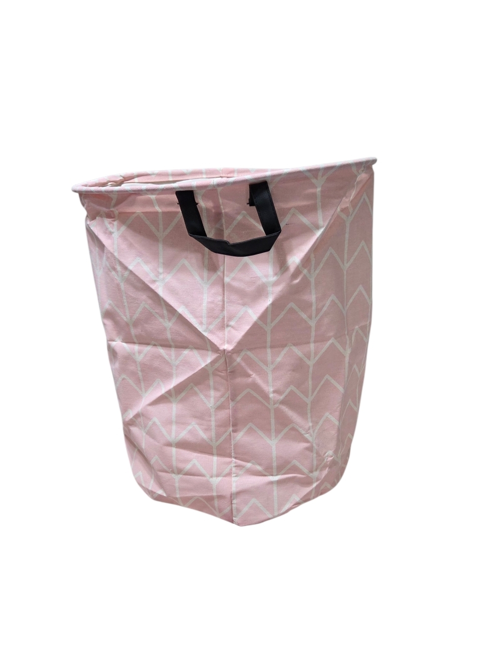 Huayee Oval Pink With White Geometric Design  Storage Basket Hamper With Handles